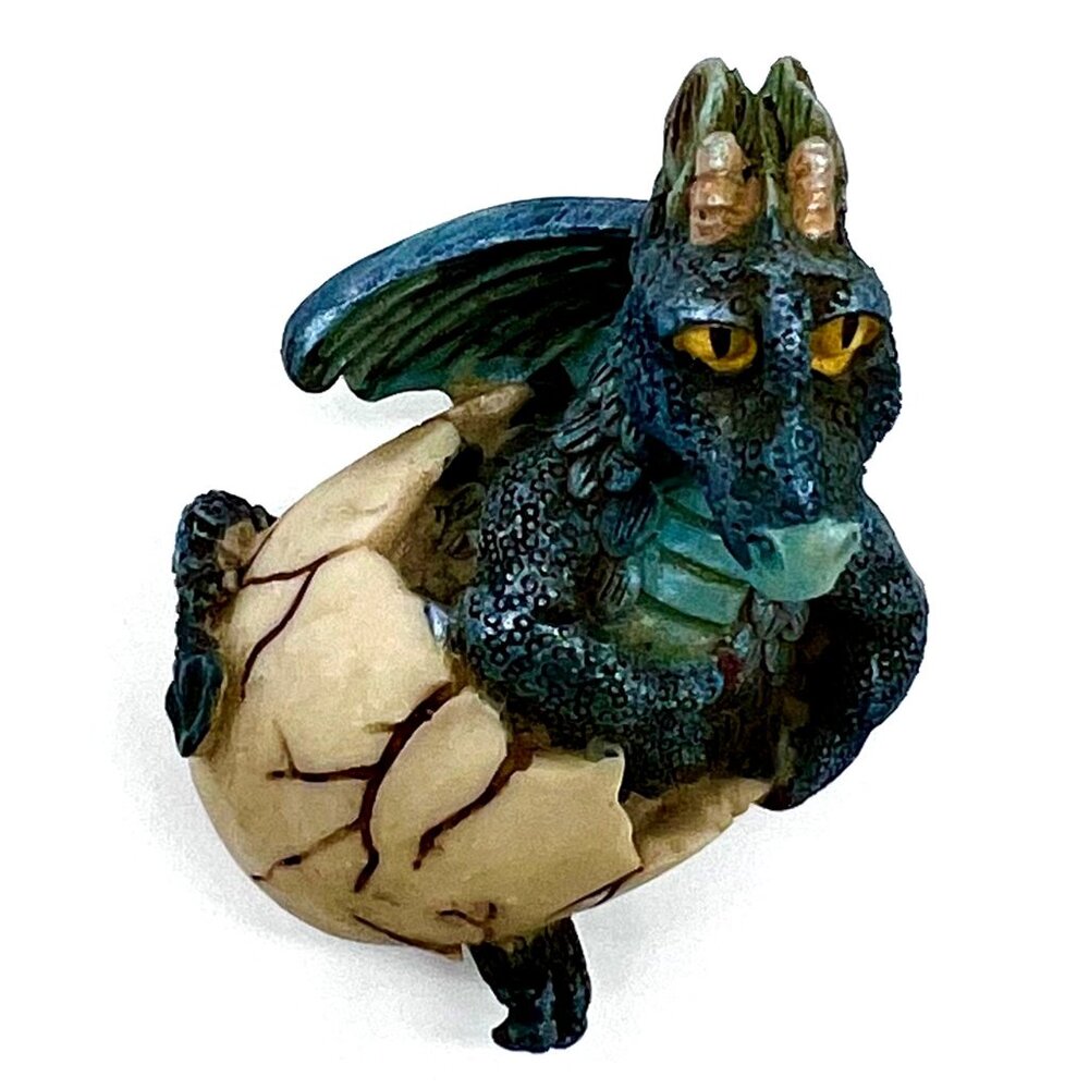 Dragon Hatchling Egg Figurine Fantasy Decor Collectible Miniature Blue Green - Picture 7 of 7